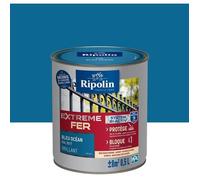 RIPOLIN - Peinture pour Fer Extérieur - Glycéro Antirouille - Sous-couche intégrée - Application directe sur Rouille - Résistante aux Intempéries, UV et Chocs - Brillant - 0,5L - Bleu Océan RAL 5017