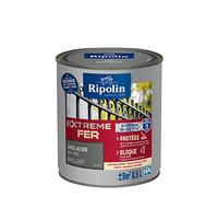 RIPOLIN - Peinture pour Fer Extérieur - Glycéro Antirouille - Sous-couche intégrée - Application directe sur Rouille - Résistante aux Intempéries, UV et Chocs - Brillant - 0,5L - Gris Acier RAL 7012