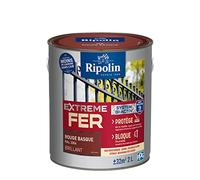 Ripolin Peinture fer extérieur Glycéro antirouille, sous-couche, brillant 2L Rouge Basque RAL3004