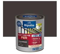 RIPOLIN - Peinture pour Fer Extérieur - Glycéro Antirouille - Sous-couche intégrée - Application directe sur Rouille - Résistante aux Intempéries, UV et Chocs - Brillant - 0,5L - Brun Normand RAL 8019