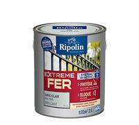 RIPOLIN - Peinture pour Fer Extérieur - Glycéro Antirouille - Sous-couche intégrée - Application directe sur Rouille - Résistante aux Intempéries, UV et Chocs - Brillant - 2L - Gris Clair RAL 7035