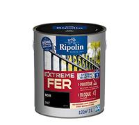 RIPOLIN - Peinture pour Fer Extérieur - Glycéro Antirouille - Sous-couche intégrée - Application directe sur Rouille - Résistante aux Intempéries, UV et Chocs - Mat - 2L - Noir