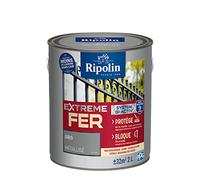 RIPOLIN - Peinture pour Fer Extérieur - Glycéro Antirouille - Sous-couche intégrée - Application directe sur Rouille - Résistante aux Intempéries, UV et Chocs - Metal - 2L - Gris