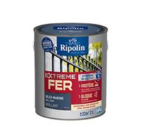 RIPOLIN - Peinture pour Fer Extérieur - Glycéro Antirouille - Sous-couche intégrée - Application directe sur Rouille - Résistante aux Intempéries, UV et Chocs - Brillant - 2L - Bleu Marine RAL 5003