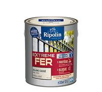 RIPOLIN - Peinture pour Fer Extérieur - Glycéro Antirouille - Sous-couche intégrée - Application directe sur Rouille - Résistante aux Intempéries, UV et Chocs - Brillant - 2L - Blanc Cassé RAL 1013