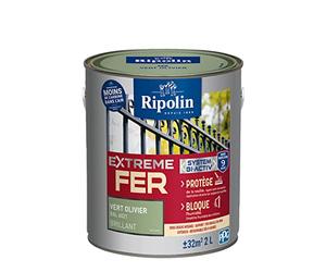 RIPOLIN Peinture pour Fer Extérieur Glycéro Antirouille Vert Olivier 2 L | Peinture pour Fer Extérieur, Haute Protection, Extérieur, Brillant