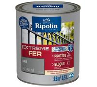 RIPOLIN Peinture pour Fer Extérieur - Gris Métal, 0,5L