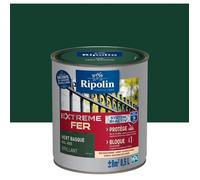 RIPOLIN - Peinture pour Fer Extérieur - Glycéro Antirouille - Sous-couche intégrée - Application directe sur Rouille - Résistante aux Intempéries, UV et Chocs - Brillant - 0,5L - Vert Basque RAL 6005