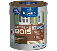 RIPOLIN - Peinture pour Bois Intérieur/Extérieur - Sans Sous-couche Ultra-couvrant - Résiste aux Intempéries, UV et Chocs - Protège et Magnifie - Lessivable - Satin - 2,5L - Chataignier