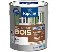 RIPOLIN - Peinture pour Bois Intérieur/Extérieur - Sans Sous-couche Ultra-couvrant - Résiste aux Intempéries, UV et Chocs - Protège et Magnifie - Lessivable - Satin - 2,5L - Blanc