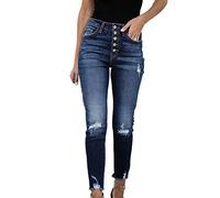 Ripped Jeans Femme Taille Haute Jean Skinny Déchiré Slim Femme Grande Taille Pantalons Jeans Femme Fit Jean Dechire Décontracté Trouée Usé Femme Legging Jean Denim Dechiree Troué A Trou Femme Bleu L
