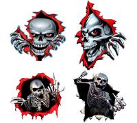 Ripped Skull Sticker 4 Pieces Skull Horror Stickers Decal For Car Vehicle