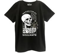Ripple Junction Halloween Women's Short Sleeve T Shirt Skeleton Eternal Waiting for Love Juniors Boyfriend Loose Fit Manches Courtes(X-Large)