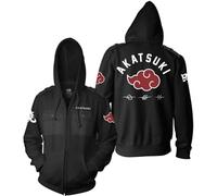 Ripple Junction Naruto Shippuden Sweat à capuche zippé pour homme avec poches poitrine et épaulettes sous licence officielle, noir, XX-Large