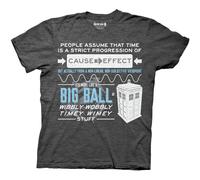 Ripple Junction T-Shirt Doctor Who Wibbly Wobbly Timey Wimey Tardis - Charcoal Heather, XX-Large
