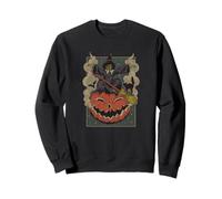 Ripple Junction Vintage Witch and Black Cat Halloween Spooky Sweatshirt