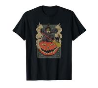Ripple Junction Vintage Witch and Black Cat Halloween Spooky T-Shirt