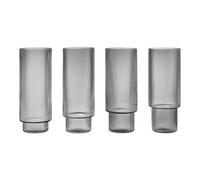 Ripple Long Drinking Glass Set de 4 Fumé