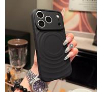 Ripple Wave Silicone Case for iPhone 17 16 15 14 PRO MAX (Black,15)