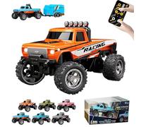 RipRush Mini Monster 1:64 Off-Road LED Alloy Racer, Aerospace-Grade Alloy Construction. Mini Monster Truck RC Car with Trailer, 3-Speed Modes, 2.4GHz Racing System (with Trailer,C)