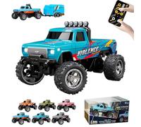 RipRush Mini Monster 1:64 Off-Road LED Alloy Racer, Aerospace-Grade Alloy Construction. Mini Monster Truck RC Car with Trailer, 3-Speed Modes, 2.4GHz Racing System (No Trailer,D)