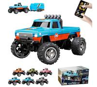 RipRush Mini Monster 1:64 Off-Road LED Alloy Racer, Aerospace-Grade Alloy Construction. Mini Monster Truck RC Car with Trailer, 3-Speed Modes, 2.4GHz Racing System (with Trailer,A)