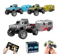 RipRush Mini Monster 1 : 64 Off-Road LED Alloy Racer, avec lumières LED, modes 3 vitesses, système de course 2,4 GHz, vitesse / direction réglable, pour les amateurs et Collectionneurs de(Gris)