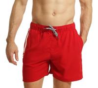 RIPT Performance Essentials Short de Bain à séchage Rapide avec Protection Solaire UV 50, Rouge/Blanc, M Homme