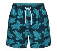 RIPT Short de Bain Garçon Séchage Rapide - Boardshort avec Doublure Mesh, Protection UV 50, Short de Surf Natation Plage Été (Tortues Bleu Marine/Turquoise, 11-12 Ans)
