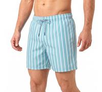 RIPT Short de Bain Homme Séchage Rapide - Boardshort avec Doublure Mesh, Protection UV50, Short Plage Natation Surf Vacances Été (Imprimé à Rayures Bleu Clair, XL)