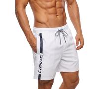 RIPT Short de Bain Homme Séchage Rapide - Boardshort avec Doublure Mesh, Protection UV50, Short Plage Natation Surf Vacances Été (Blanc/Marine, XL)