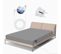 RIQINXIN Drap-Tapis De Mise à La Terre - 10% Fil d'argent à 90% Coton Câble EU Drap De Lit De Mise à La Terre pour Meilleur Sommeil Récupération De l'Énergie (Gris, 180x200x35 cm)