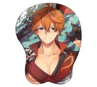 RiRaku Anime Tapis de Souris 3D Genshin Impact Tartaglia,Support en Silicone Tapis de Souris en Gel Mignon avec Repose-Poignet Tapis de Souris 3D antidérapant(J)