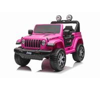 RIRICAR 4x4 Voiture électrique pour Enfants 12V J.E.E.P. Wrangler Rubicon, Rose, Radio avec entrée Bluetooth et USB, Batterie au Lithium, Roues EVA, Télécommande 2,4 GHz, Licence, 4x12V 35W