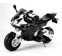RIRICAR Moto électrique pour Enfants BMW S 1000 RR, véhicule alimenté par Batterie, sous Licence, Roues Souples EVA, Cadre en métal, Double Moteur, Batterie de 12 V