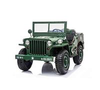 RIRICAR Voiture électrique Enfants 12V 3 Places USA Army Vert, 4x4 électrique Enfants avec télécommande 2,4 GHz, Lecteur MP3 avec entrée USB/SD, Éclairage LED, Batterie 12V14AH