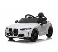 RIRICAR Voiture électrique Enfants 12V B.M.W. M4, Blanche, télécommande 2,4 GHz, entrée USB/Aux, Suspension, Batterie 12V, lumières LED, 2 X Moteur, Licence Originale