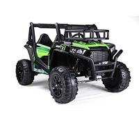 UTV Buggy électrique Enfants 24V 2 Places, Verte, avec télécommande 2,4 GHz, Moteurs 2 X 200 W, lumières LED, Roues EVA Souples, Lecteur MP3/USB/SD