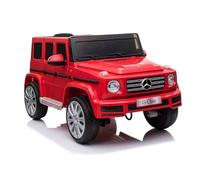 RIRICAR Voiture électrique Mercedes G500 12V, Rouge, télécommande 2,4 GHz, entrée USB/SD, Suspension arrière, Batterie Lithium, éclairage LED, Licence Originale