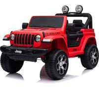 RIRICAR Voiture électrique pour Enfants 12V 4x4 Jeep avec télécommande 2,4 GHz, Rouge, Siège Double en Similicuir, Radio avec entrée Bluetooth et USB, Roues EVA, 4x35W, 12V10Ah, 3 à 8 Ans