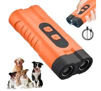 RIRIDAMAI Appareil anti-aboiement à ultrasons pour chiens - Rechargeable - Anti-aboiement - Avec lampe de poche LED - Pour petits grands chiens - Intérieur et extérieur - Double tête orange