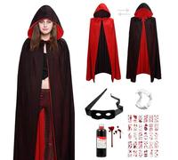 RIRIDAMAI Cape de Vampire Pour Halloween, Cape de Vampire Adulte Avec Capuche, Pour Halloween Fête Costumes de Cosplay, Adulte Unisexe