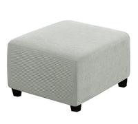 RIRWICM Housses De Pouf CarréEs, Housse De Tabouret en Tissu Jacquard éPais Extensible Amovible Et Lavable, Housse De Protection Souple avec éLastique en Bas pour Poufs De Rangement (Light Gray)