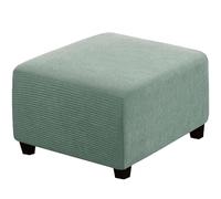 RIRWICM Housses De Pouf CarréEs, Housse De Tabouret en Tissu Jacquard éPais Extensible Amovible Et Lavable, Housse De Protection Souple avec éLastique en Bas pour Poufs De Rangement (Gray Green)