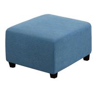 RIRWICM Housses De Pouf CarréEs, Housse De Tabouret en Tissu Jacquard éPais Extensible Amovible Et Lavable, Housse De Protection Souple avec éLastique en Bas pour Poufs De Rangement (Dusty Blue)