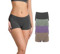Risalti Boxer Femme sans Couture Eco Friendly 4Pcs - sous Vetements Feminins Écologique en Microfibre Y.E.E.S Green, Culotte Femme Doux - Made in Italy