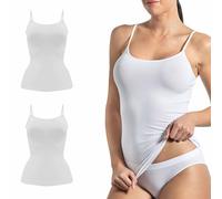 Risalti Débardeur Femme Bambou Épaule Étroite 2Pcs - Top Femme, Plus Doux Que Le Debardeur Femme Coton Lot, Haut Femme, Débardeurs Femme, Caraco Femme sans Couture - Made in Italy
