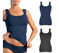 Risalti Débardeur Femme en Microfibre Épaule Large 3 Pièces - Élégant, Plus Doux Que Le Coton, Caraco Sans Couture, Sous-vêtements - Made in Italy