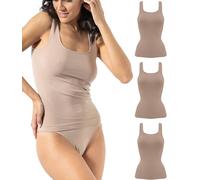 Risalti Débardeur femme en microfibre large épaule 3 pz- Débardeur femme élégant, sous-vêtements plus doux pour femme en coton, caraco sans couture, Naturel-naturel-naturel, S-M