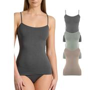 Risalti Débardeur Femme Épaule Serrée Eco Friendly 3pcs - Débardeur Femme Seamless, Débardeur Bretelles fines en microfibre Yees Green, Top durable et confortable - Fabriqué en Italie, Anthracite